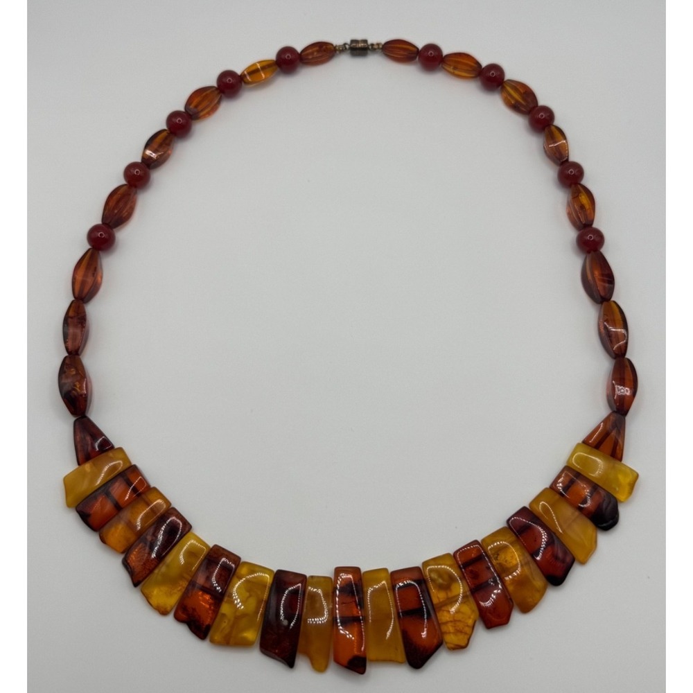 Vintage Multicolor Baltic Amber Fringe Bead Necklace
